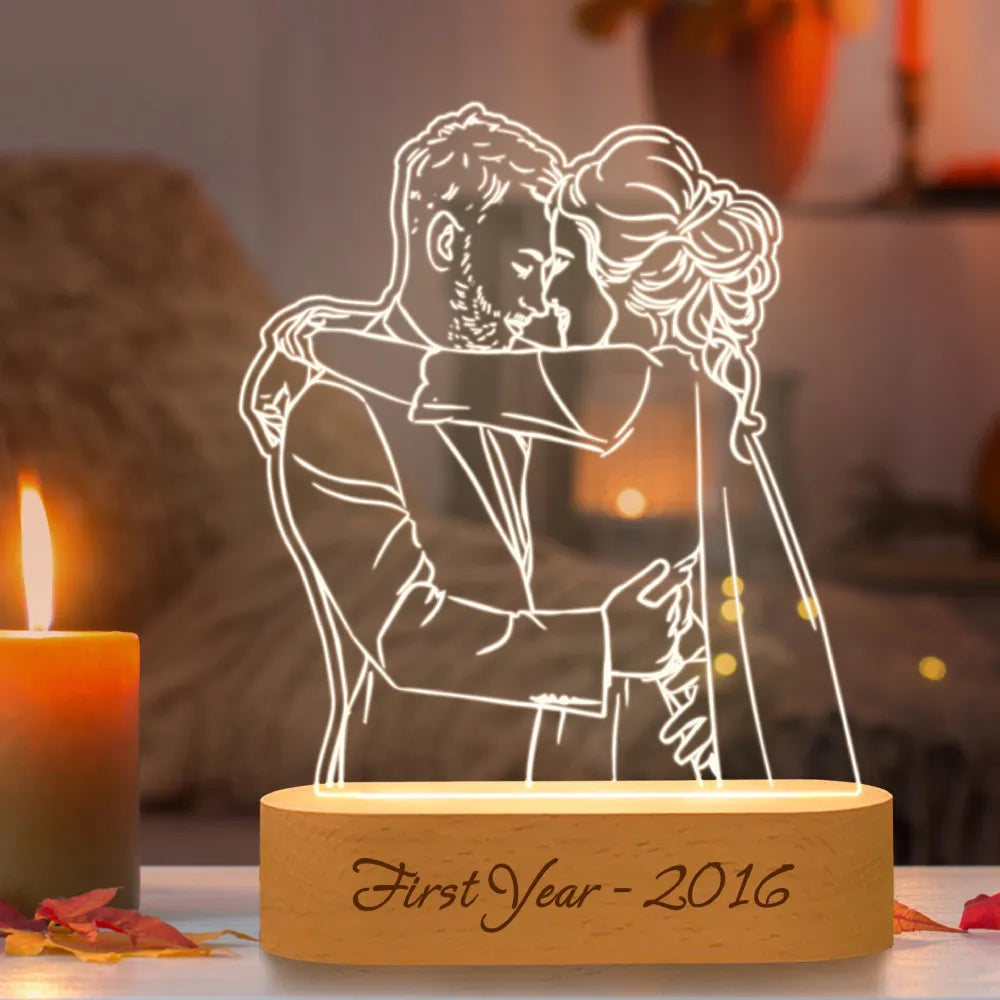 Personalized 3D Photo Lamp: Custom Wedding Anniversary Gift