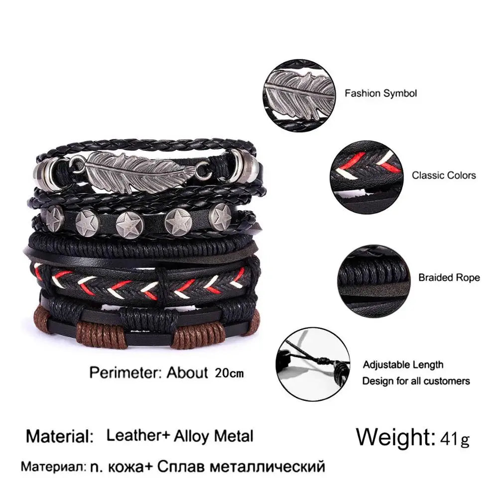 Vintage Multilayer Leather Braid Bracelets