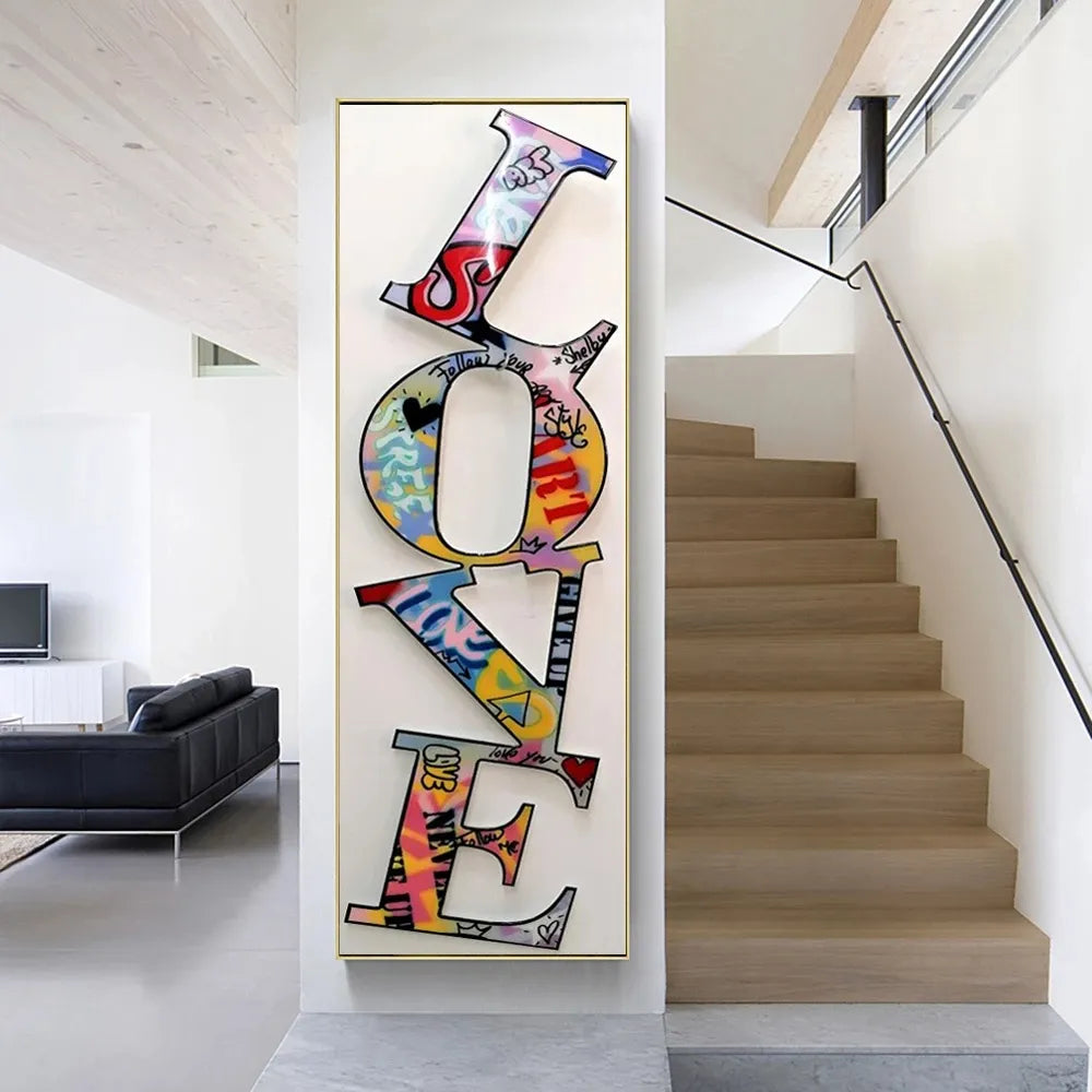 Love in Abstract: Modern Letters Canvas Painting