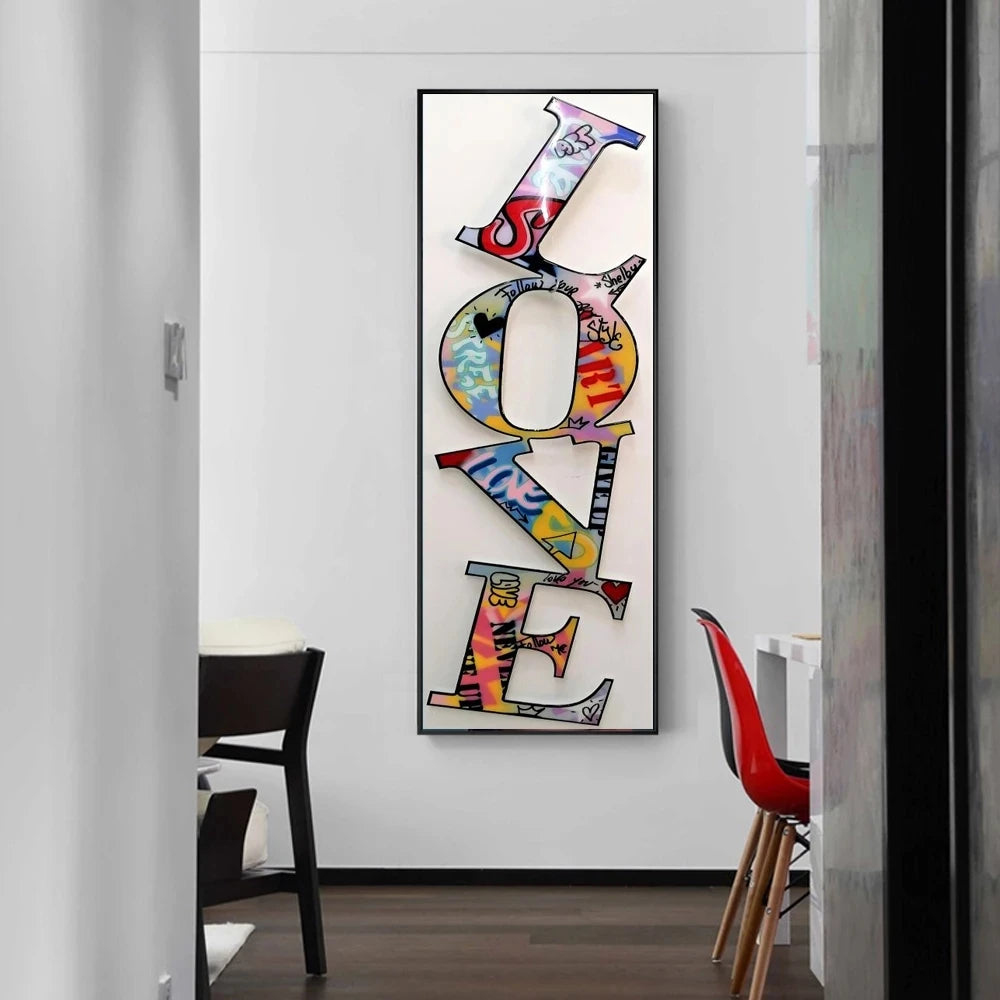 Love in Abstract: Modern Letters Canvas Painting