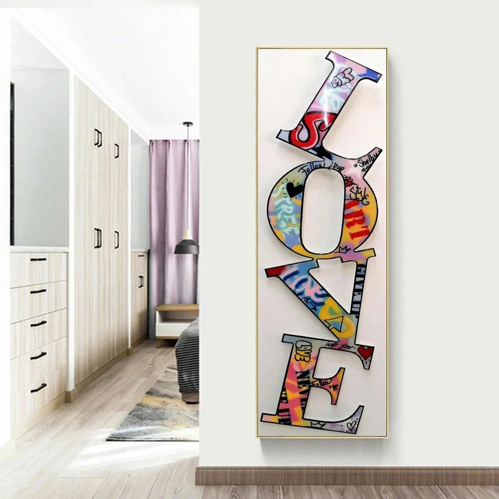 Love in Abstract: Modern Letters Canvas Painting