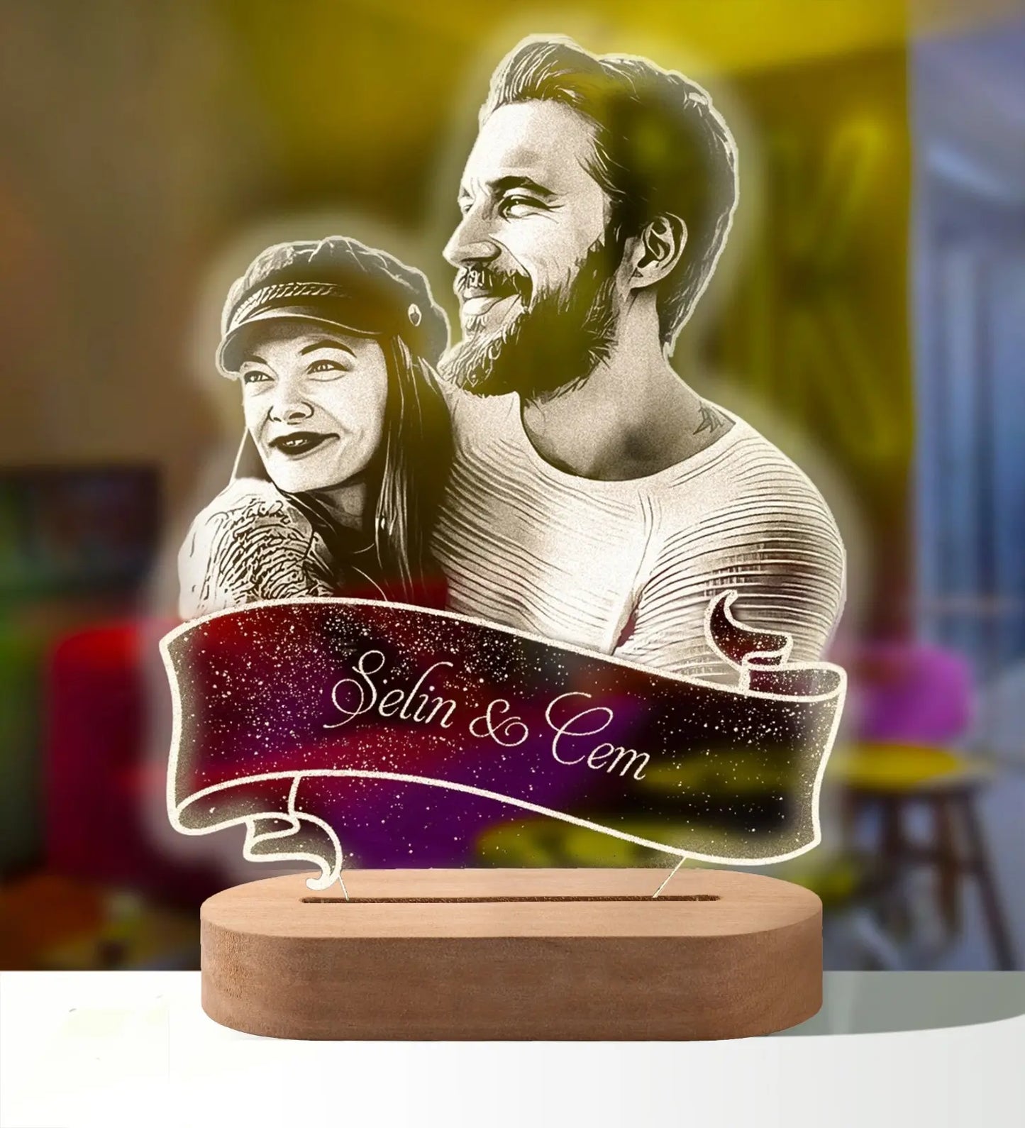 Custom Couple's 3D Photo Lamp: Personalized Night Light