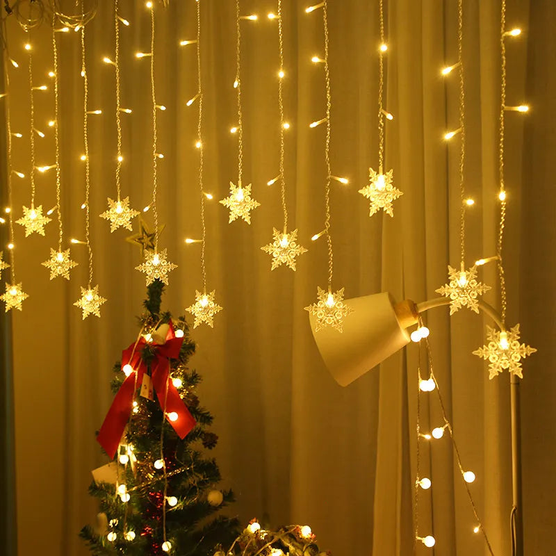 Christmas LED Snowflake Curtain String Lights