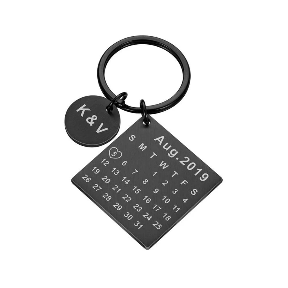 Custom Stainless Steel Initials Keychain: Timeless Anniversary Calendar