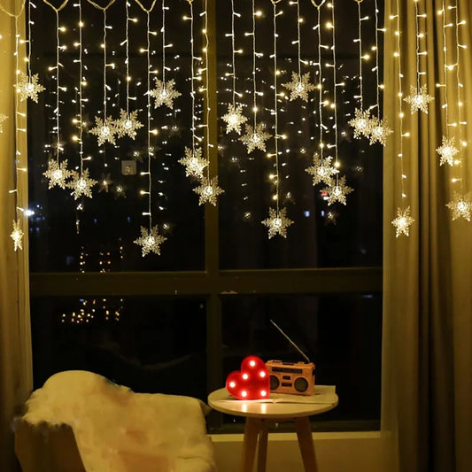 Christmas LED Snowflake Curtain String Lights