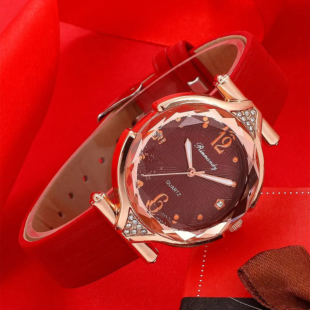 Ruby Elegance: 5PCS Women's Watches Set