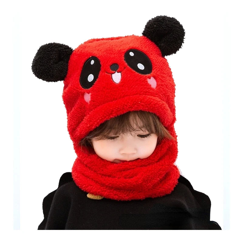 Cartoon Thicken Cap for Kids: Winter Hat with Scarf