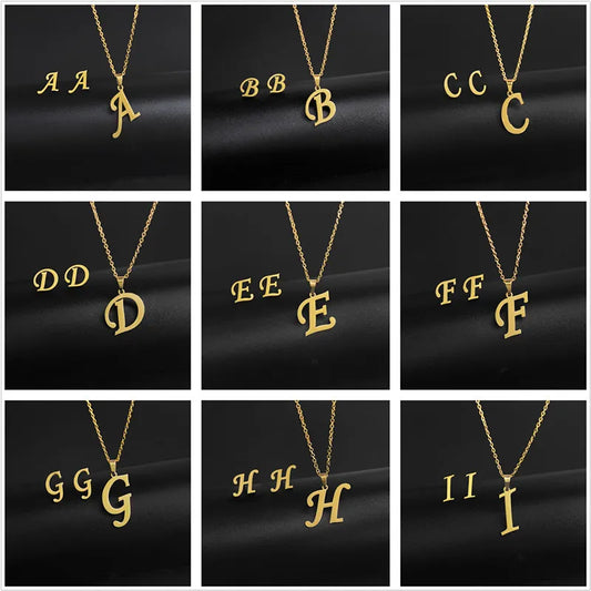 Personalized Elegance: A-Z Initial Necklace and Stud Earrings Set