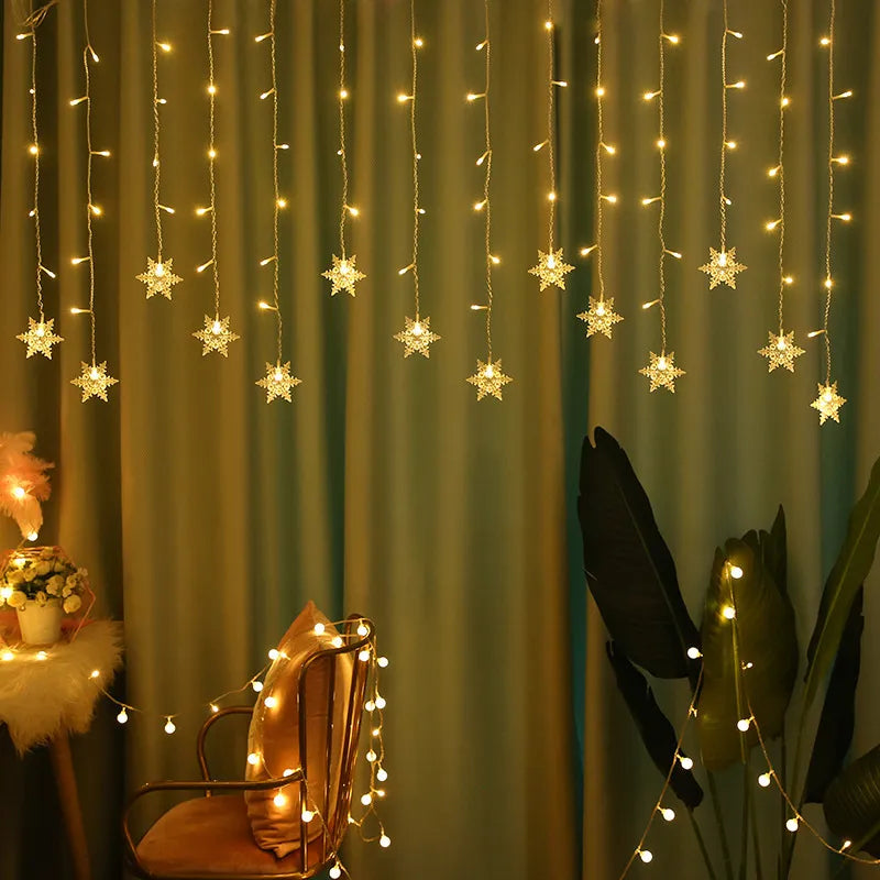 Christmas LED Snowflake Curtain String Lights