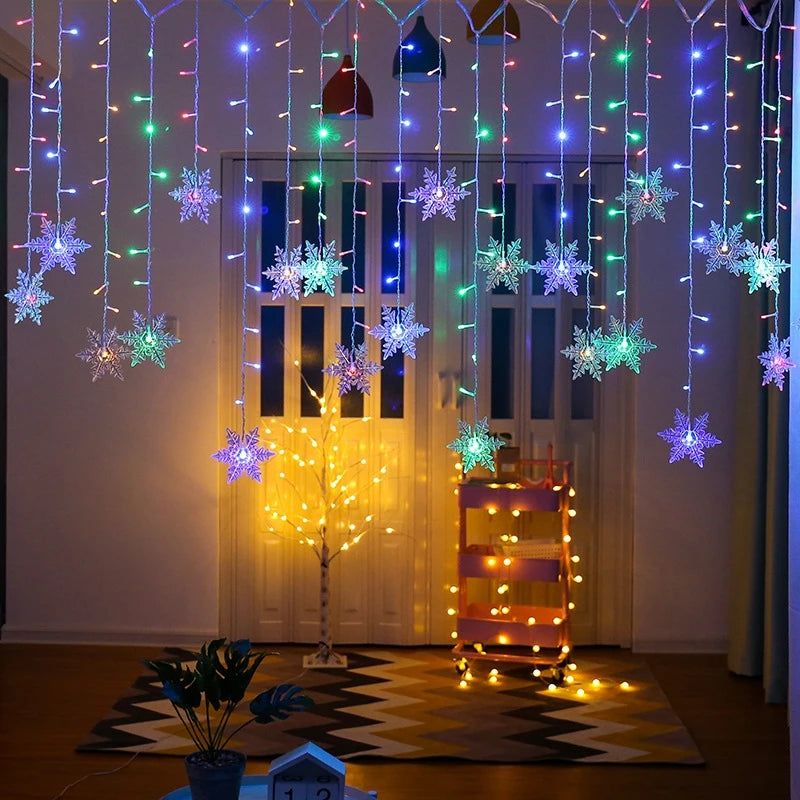 Christmas LED Snowflake Curtain String Lights