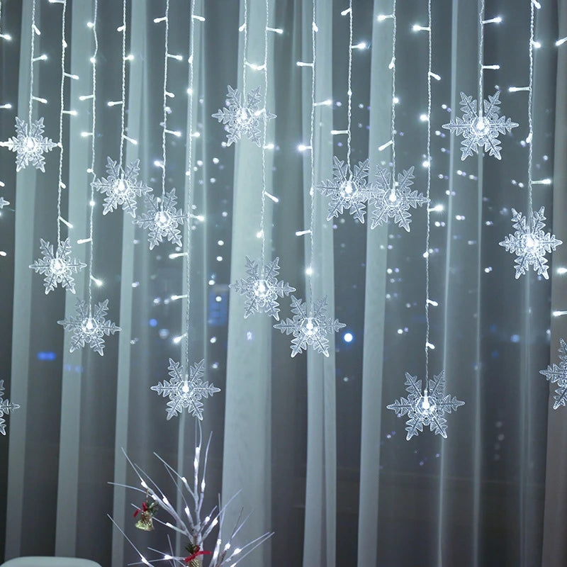 Christmas LED Snowflake Curtain String Lights