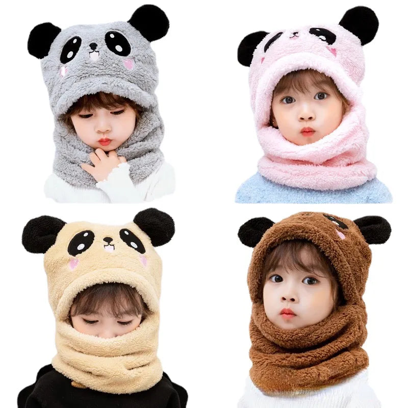 Cartoon Thicken Cap for Kids: Winter Hat with Scarf