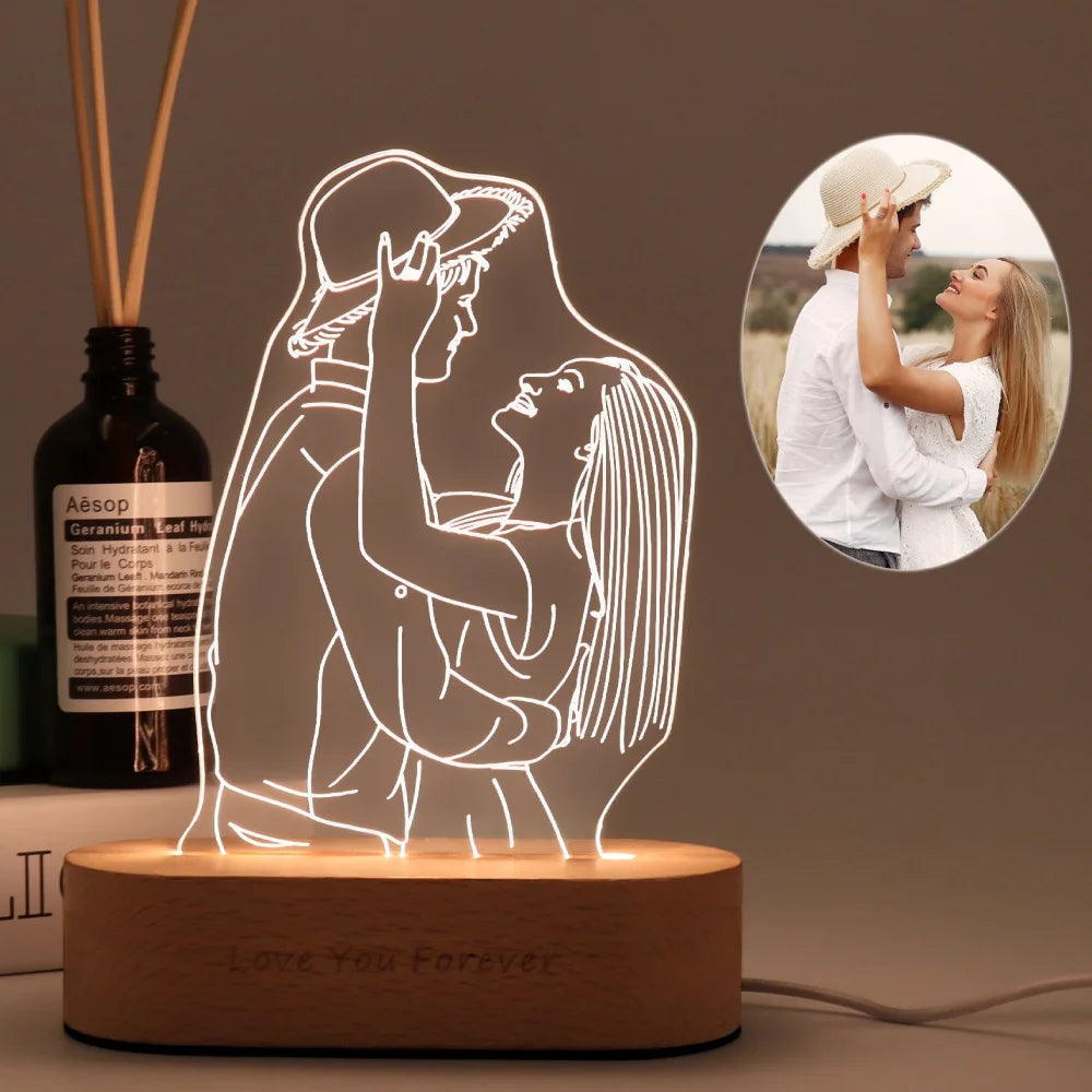 Personalized 3D Photo Lamp: Custom Wedding Anniversary Gift