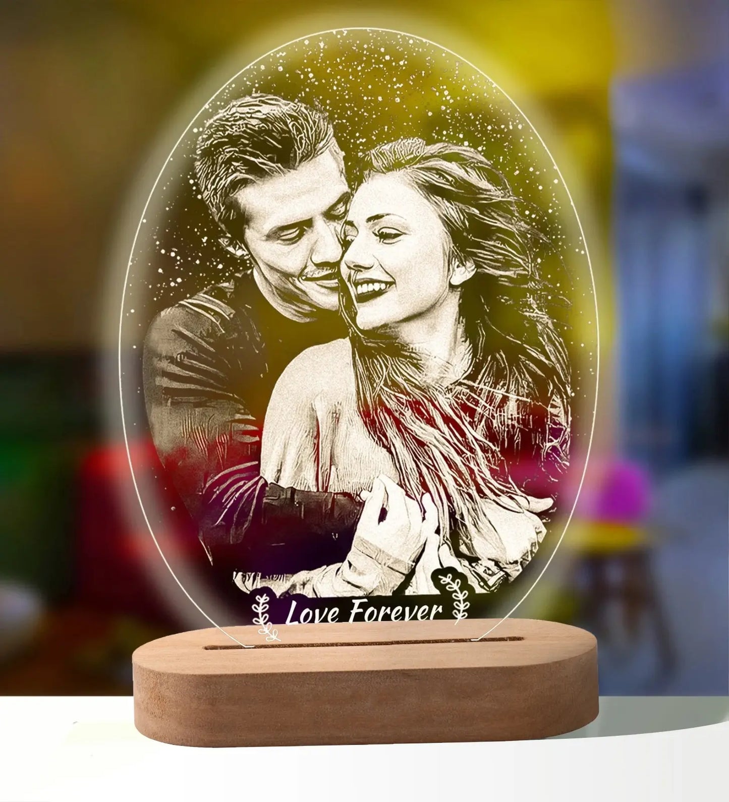 Custom Couple's 3D Photo Lamp: Personalized Night Light