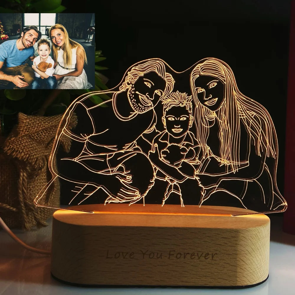 Personalized 3D Photo Lamp: Custom Wedding Anniversary Gift